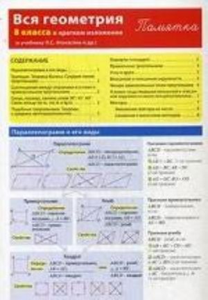 Vsja geometrija 8 klassa v kratkom izlozhenii. Pamjatka. Gorina D.A.