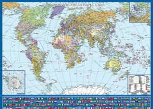 Politicheskaja karta mira s flagami. Krym v sostave RF