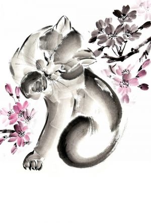 Japonskaja zhivopis sumi-e. Koshka. Bloknot mini.