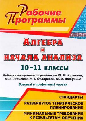 Algebra i nachala analiza. 10-11 klassy. Bazovyj i profilnyj urovni. Rabochie programmy po uchebnikam Ju. M. Koljagina, M. V. Tkachevoj, N. E. Fedorovoj, M. I. Shabunina