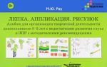 Lepka. Applikatsija. Risunok. Albom dlja organizatsii tvorcheskoj dejatelnosti doshkolnikov 4-5 let s nedostatkami razvitija slukha i ZPR s metodicheskimi rekomendatsijami