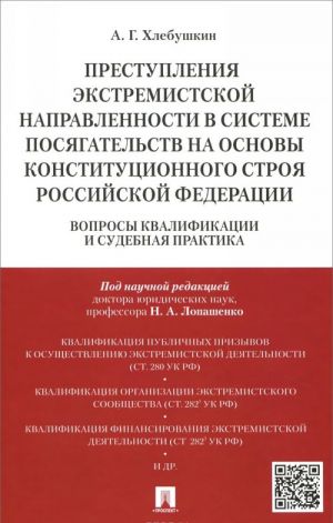 Prestuplenija ekstremistskoj napravlennosti v sisteme posjagatelstv na osnovy konstitutsionalnogo stroja Rossijskoj Federatsii.Voprosy kvalifikatsii i sudebnaja praktika