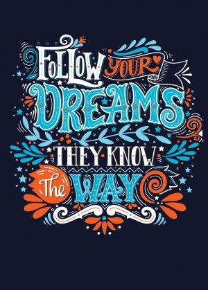 Follow your dreams (lettering). Tetrad obschaja (A5, 48 l., nakidki, kletka-standart)