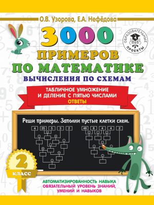 3000 primerov po matematike. Vychislenija po skhemam. Tablichnoe umnozhenie i delenie s pjatju chislami. Otvety. 2 klass