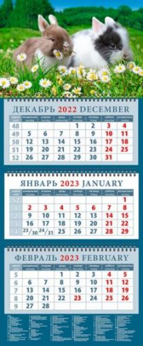 Календарь квартальный. Год кролика. Двое друзей. 2023