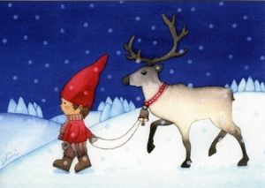 Открытка: Мальчик и северный Олень/Boy and Reindeer(большая)